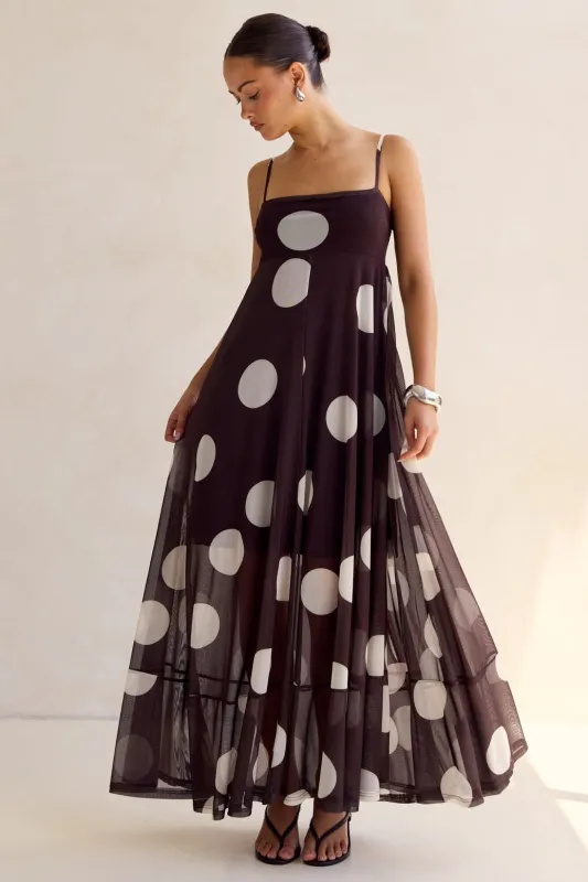 Blair Maxi Dress (Chocolate) sold by Runway Scout