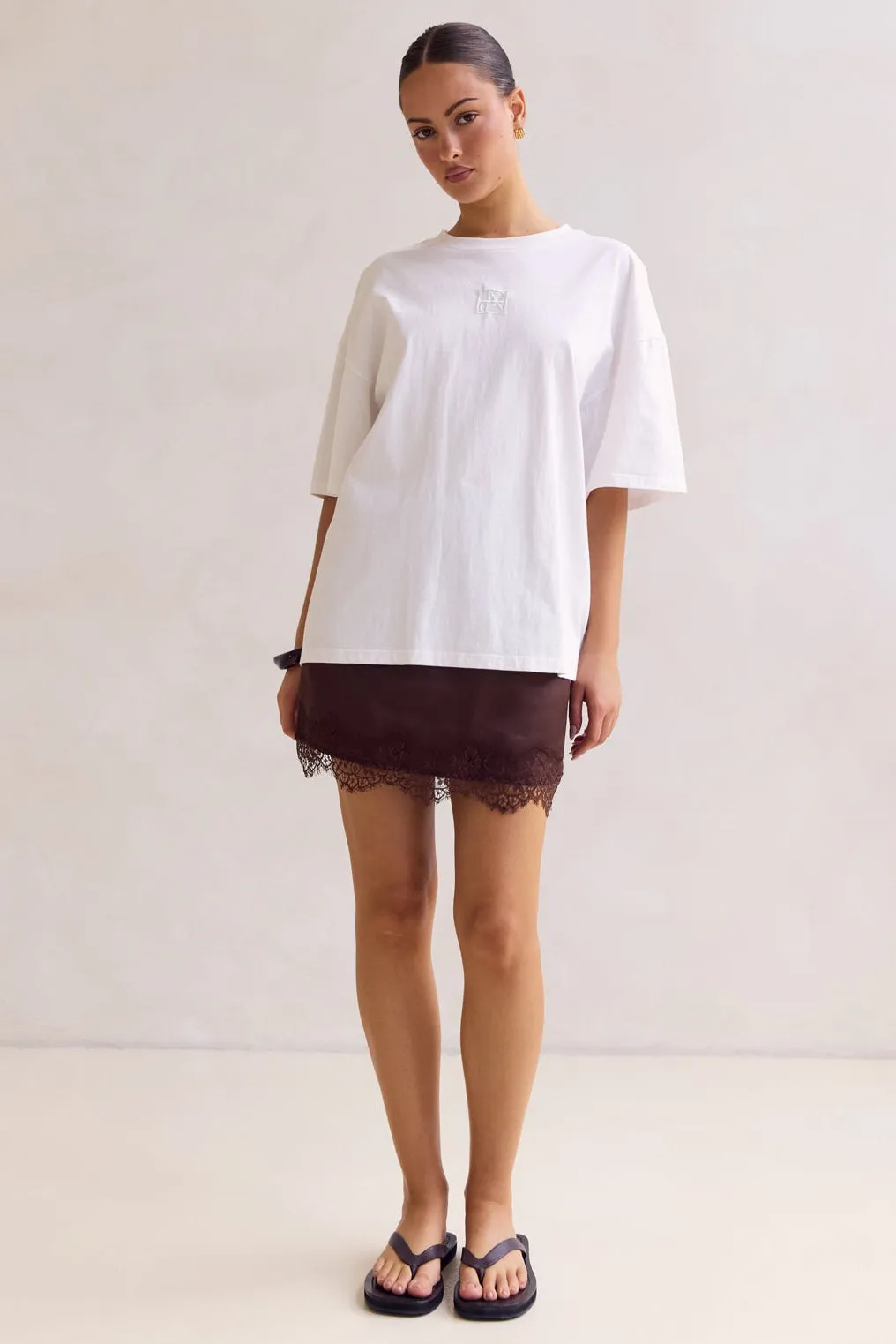Aster Lace Mini Skirt (Chocolate) sold by Runway Scout product image thumbnail 2