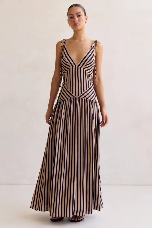 Vivian Maxi Dress (Beige) sold by Runway Scout