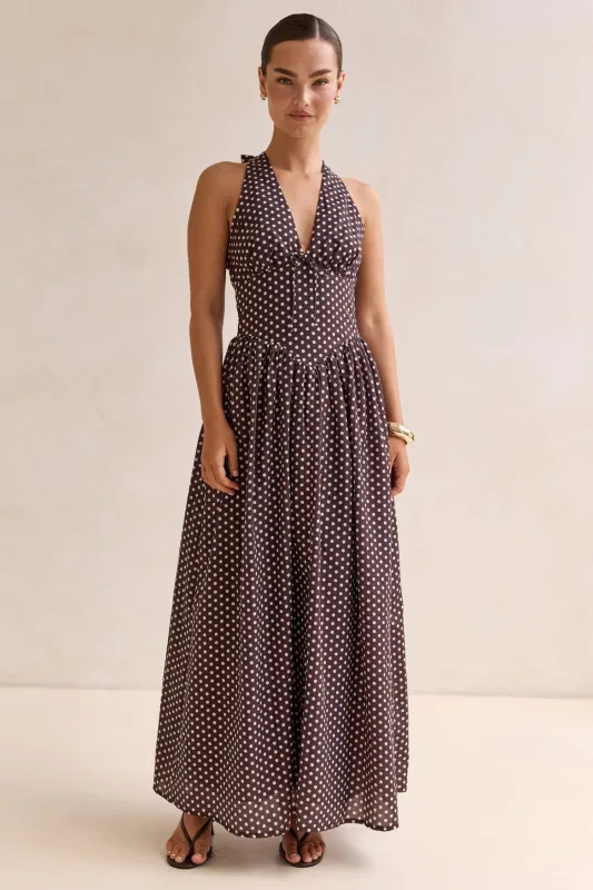 Tamara Maxi Dress (Chocolate) sold by Runway Scout