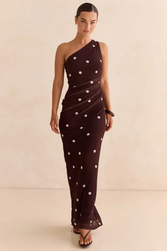 Allira Maxi Dress (Chocolate) sold by Runway Scout