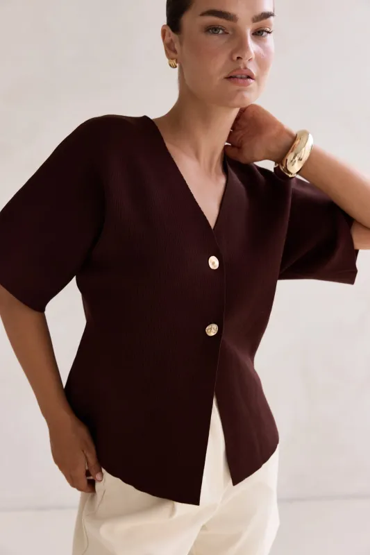 Blaine Top (Chocolate) sold by Runway Scout