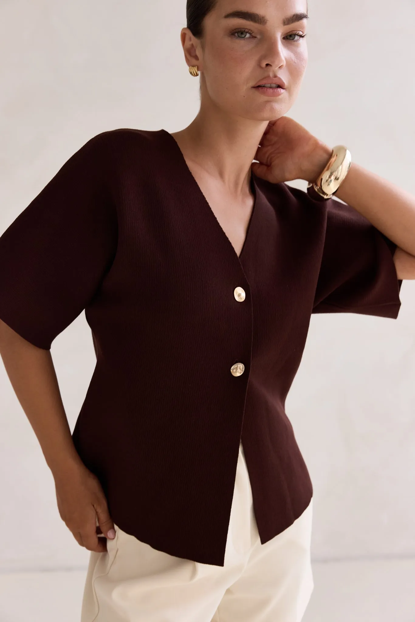 Blaine Top (Chocolate) sold by Runway Scout