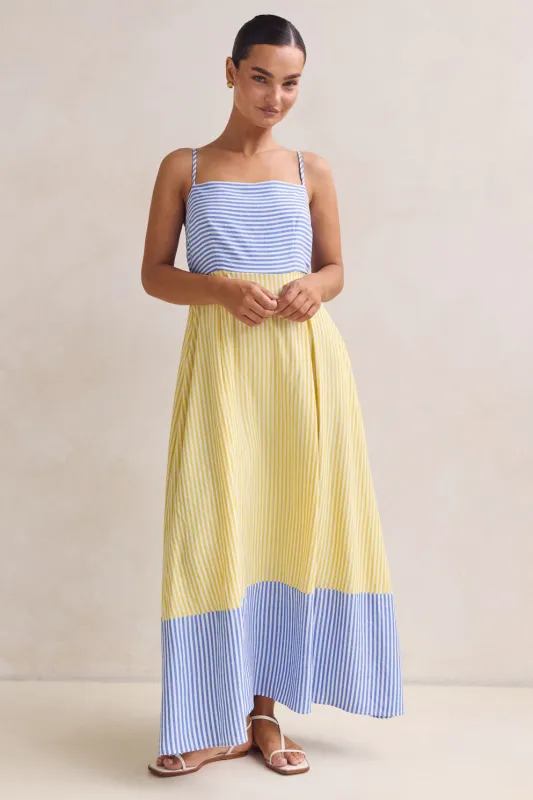 Bennet Maxi Dress (Blue/Yellow) sold by Runway Scout