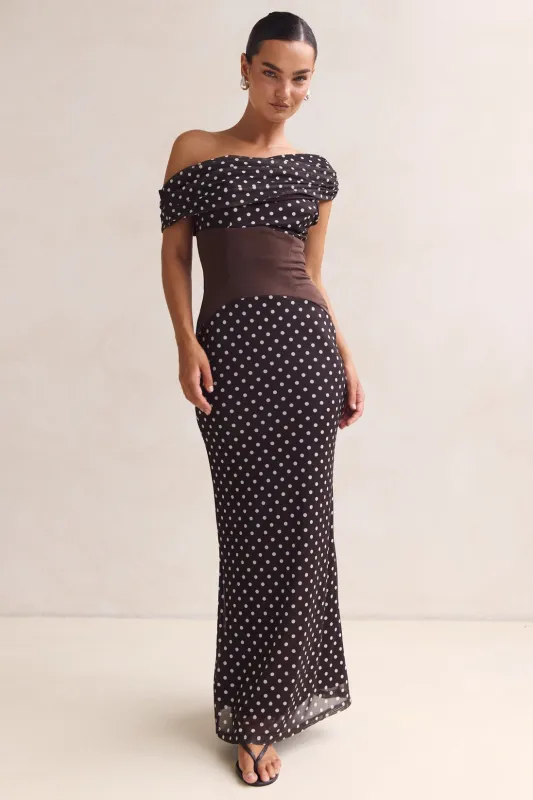 Rochelle Maxi Dress (Chocolate) sold by Runway Scout