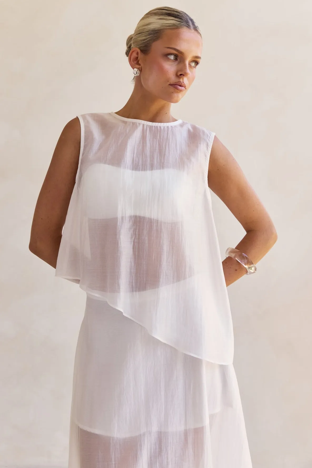 Lena Asym Top (White) sold by Runway Scout product image thumbnail 3