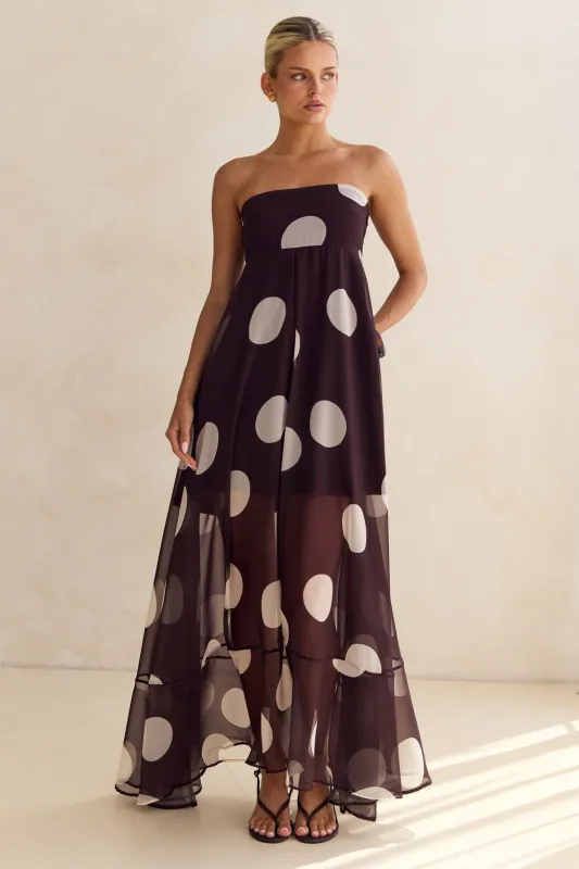 Dina Maxi Dress (Chocolate) sold by Runway Scout
