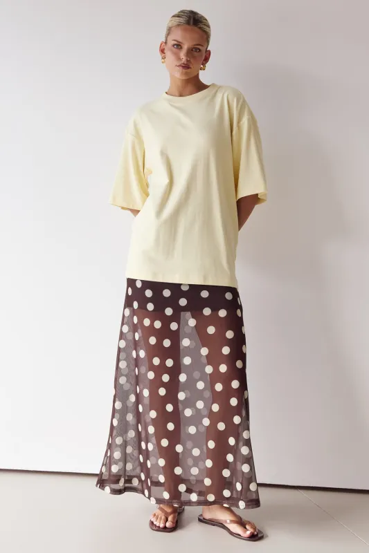 Leni Maxi Skirt (Chocolate/Butter) sold by Runway Scout