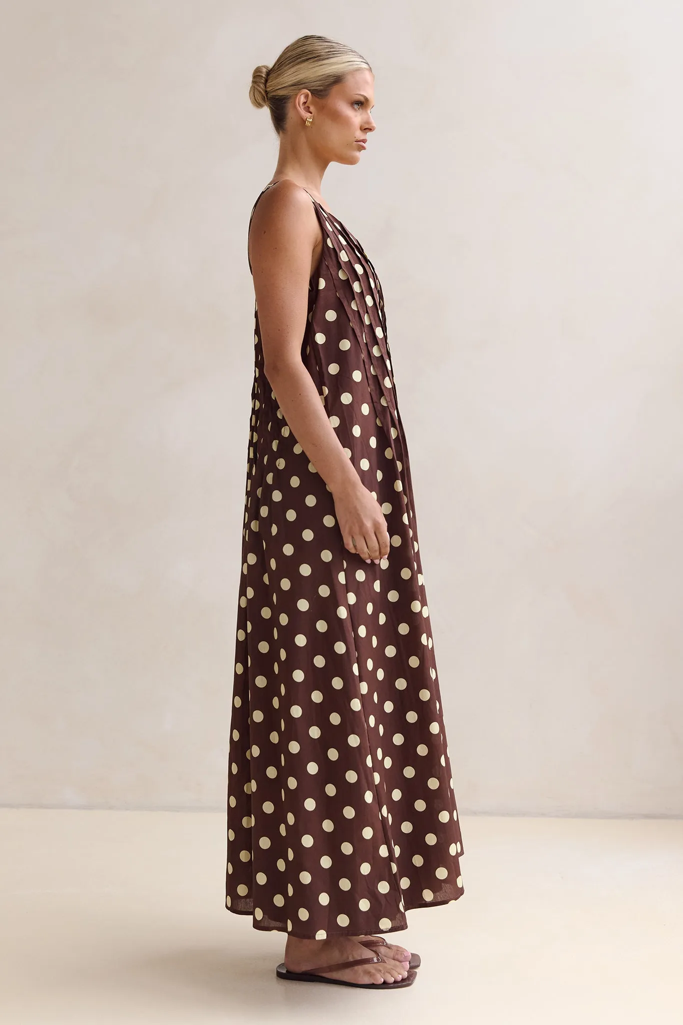 Conni Maxi Dress (Chocolate/Butter Polka) sold by Runway Scout product image thumbnail 5