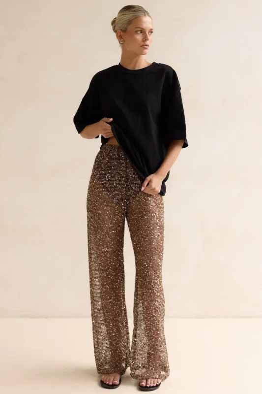 Edela Sequin Pant (Chocolate) sold by Runway Scout