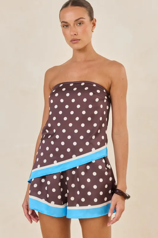 Indy Strapless Set (Chocolate Polka) sold by Runway Scout