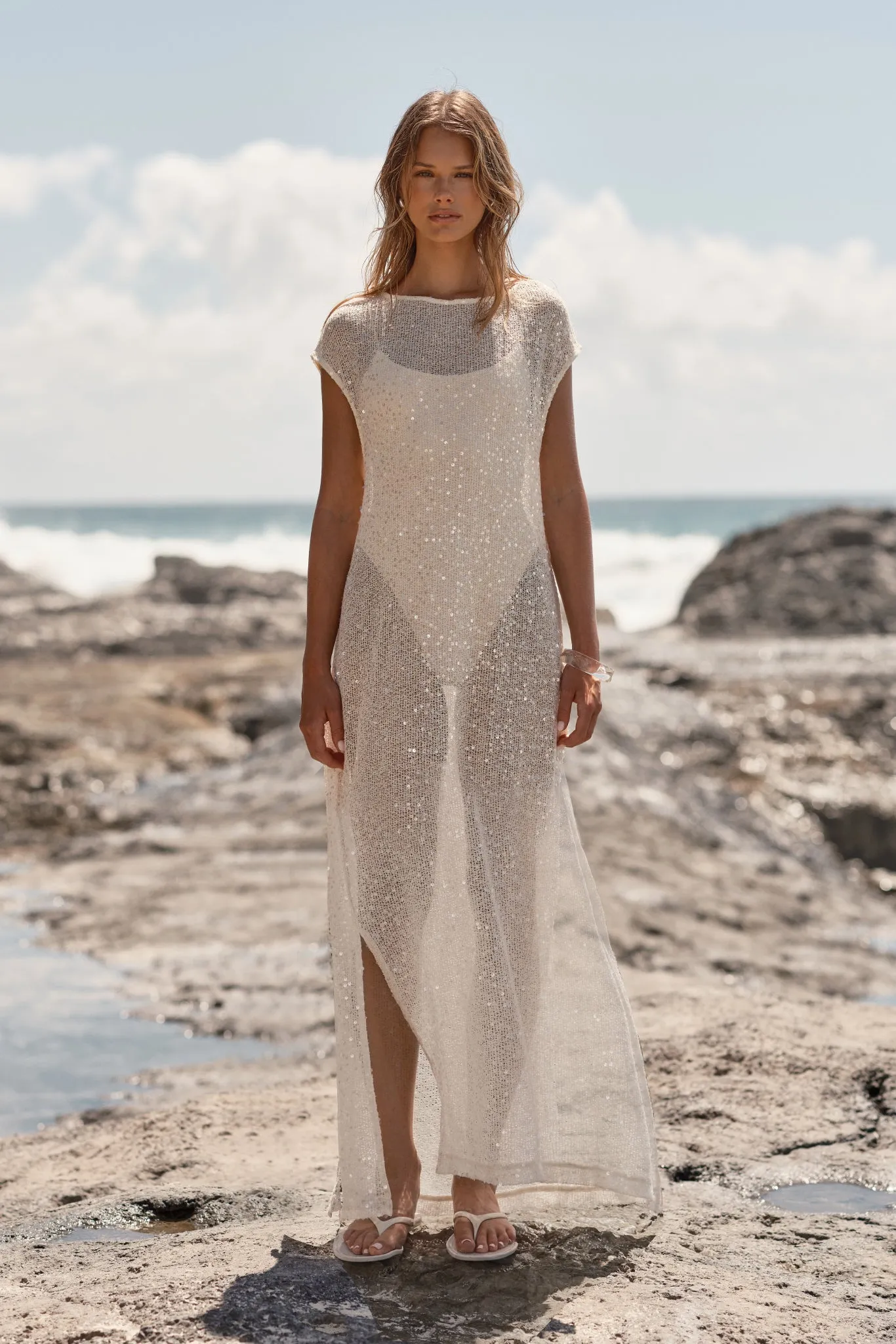 Alba Sequin Knit Midi Dress (Cream) sold by Runway Scout product image thumbnail 2