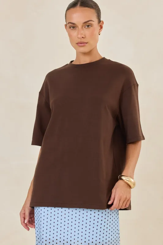 Quinn Jersey Tee (Chocolate) made by Runway Scout