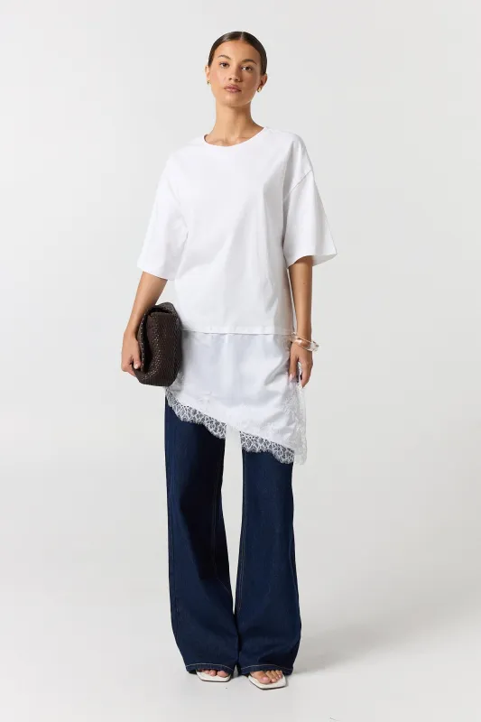 Eloise Lace Tee (White) made by Runway Scout