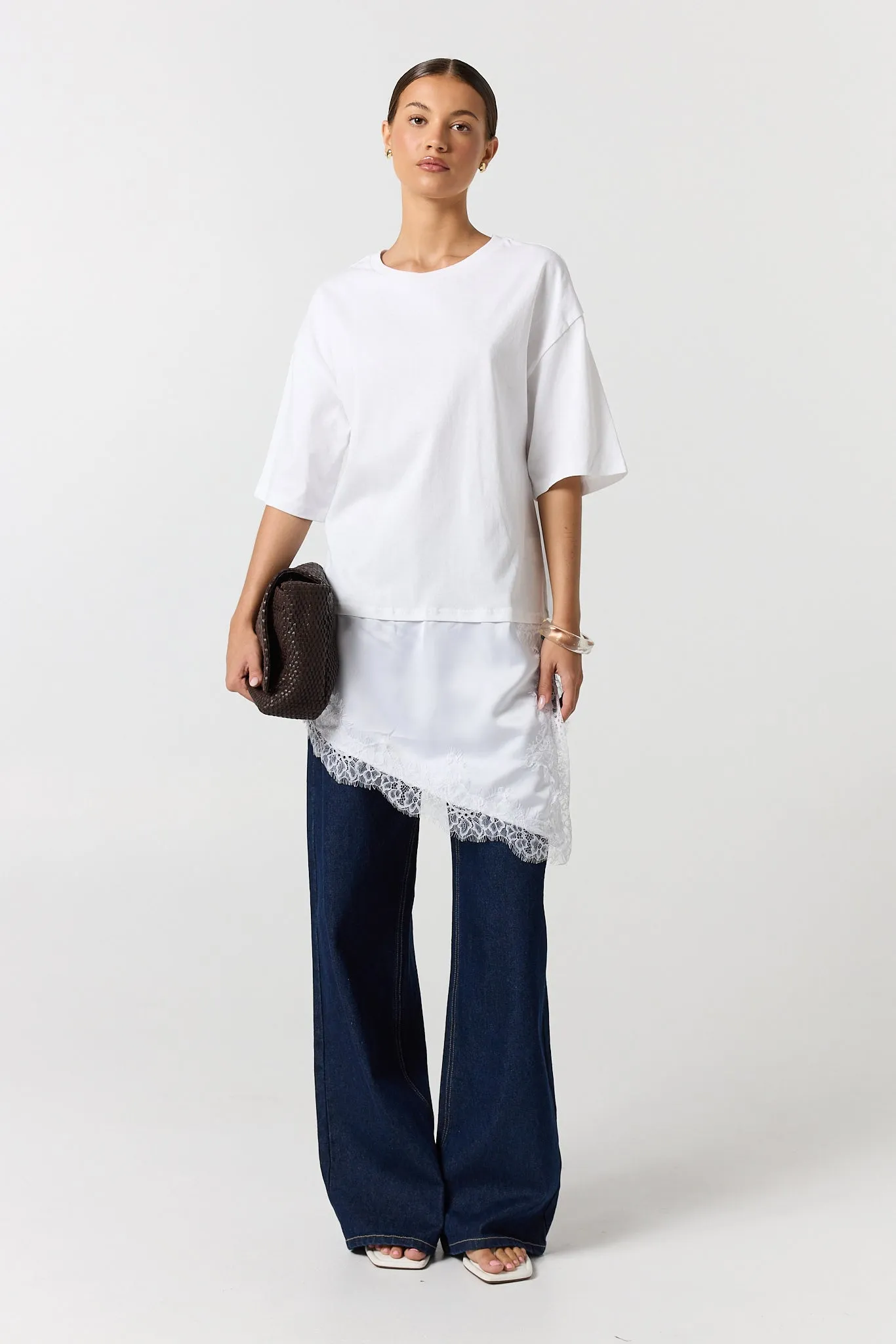 Eloise Lace Tee (White) sold by Runway Scout