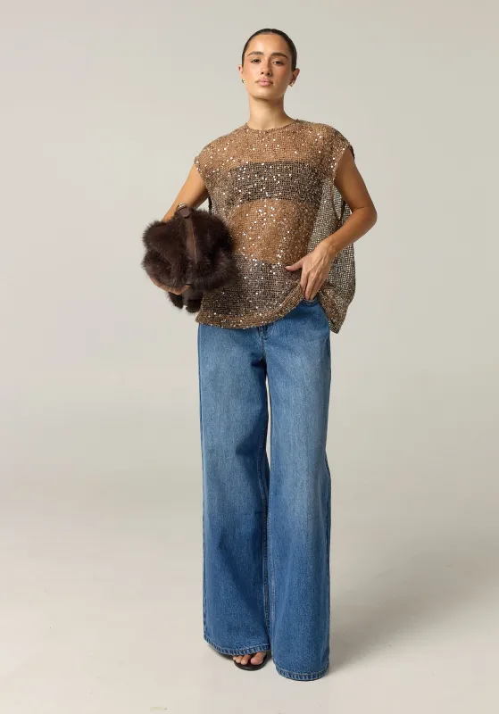 Edela Sequin Top (Chocolate) made by Runway Scout