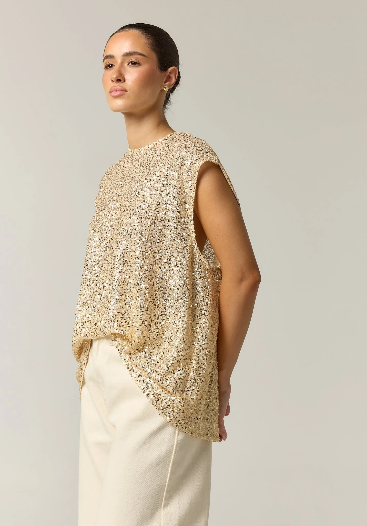 Stevie Sequin Top (Gold) sold by Runway Scout product image thumbnail 5