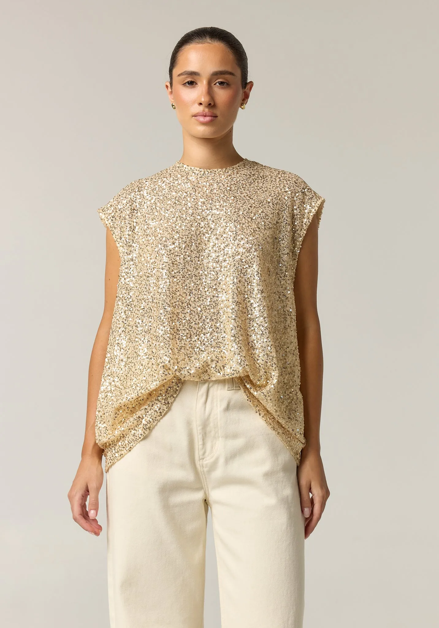 Stevie Sequin Top (Gold) sold by Runway Scout product image thumbnail 4