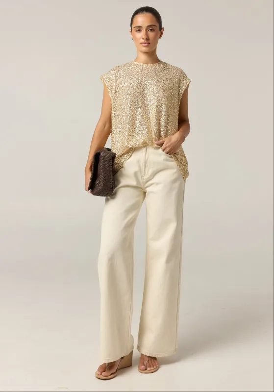 Stevie Sequin Top (Gold) made by Runway Scout