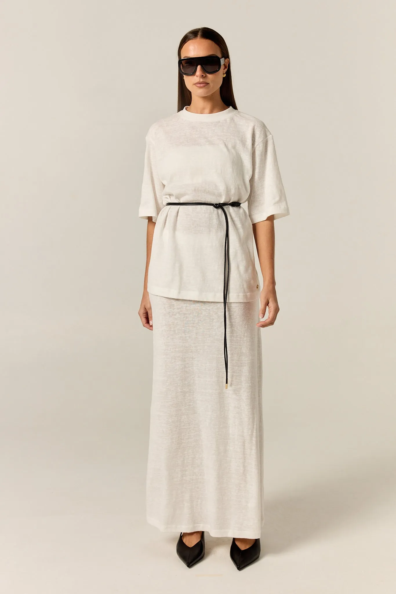 Noa Belted Tee (White) sold by Runway Scout product image thumbnail 4