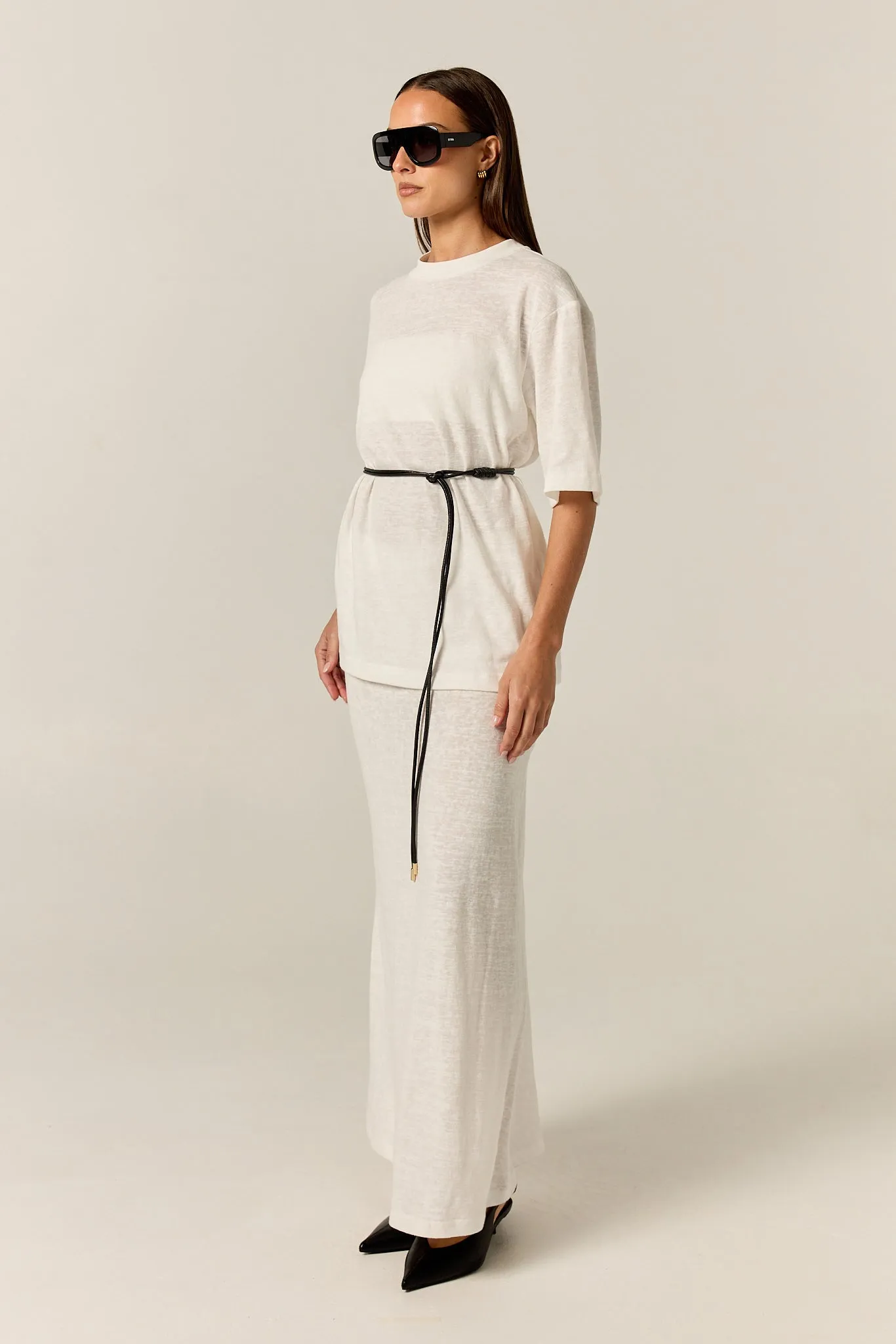 Noa Belted Tee (White) sold by Runway Scout product image thumbnail 5