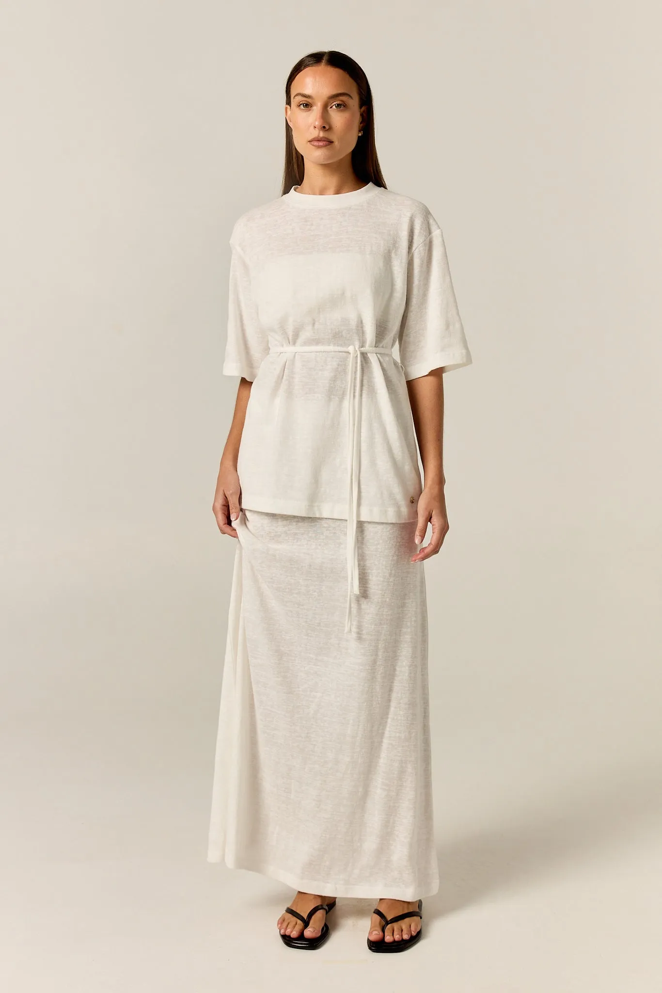 Noa Belted Tee (White) sold by Runway Scout product image thumbnail 2
