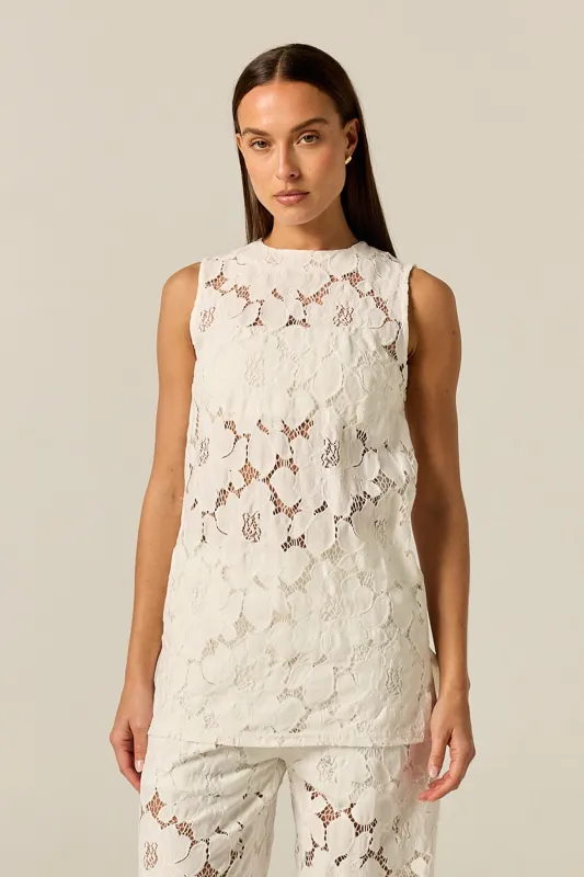 Jocelyn Lace Top (White) made by Runway Scout