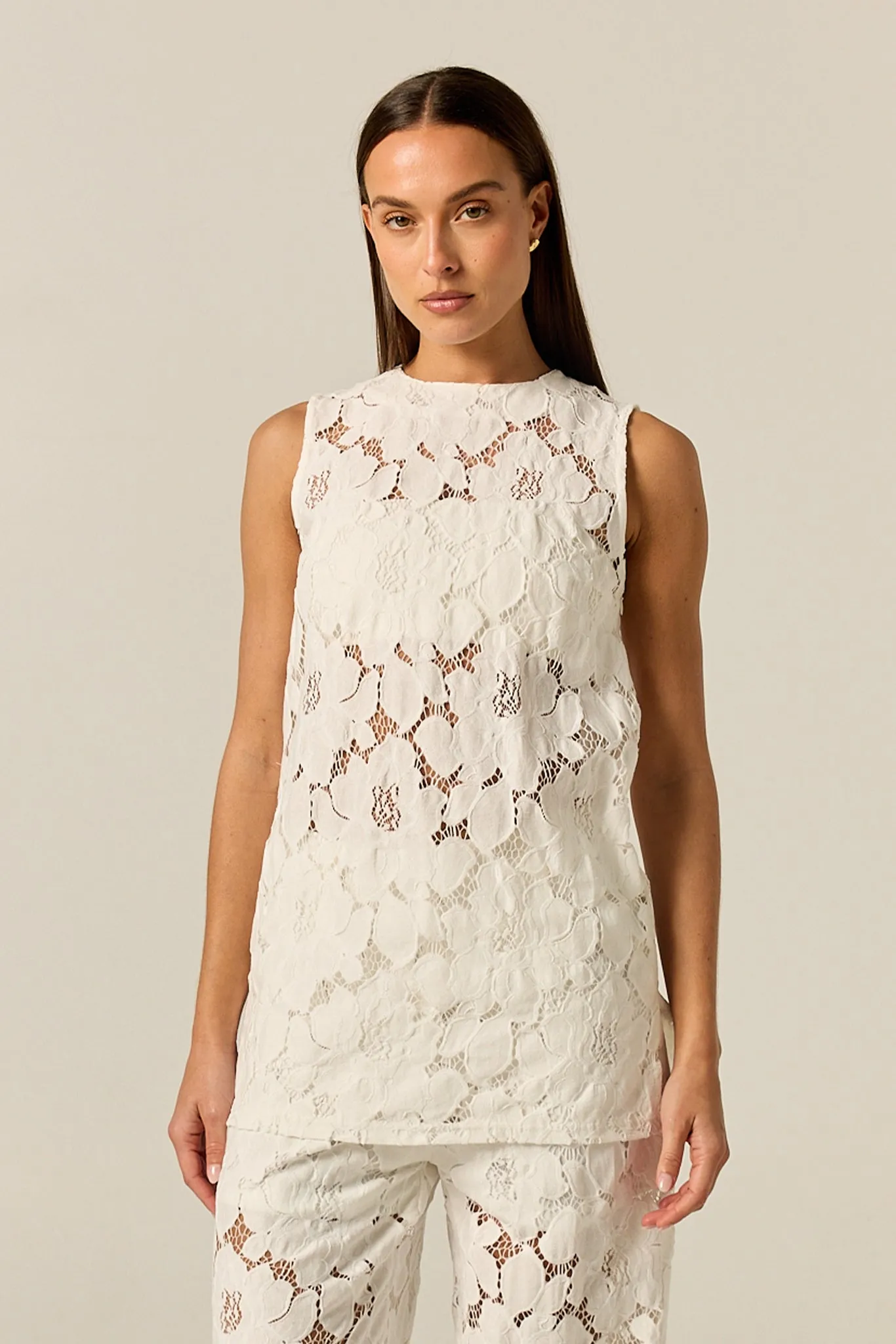 Jocelyn Lace Top (White) sold by Runway Scout