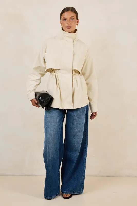 Monroe Funnel Neck Jacket (Ivory) made by Runway Scout