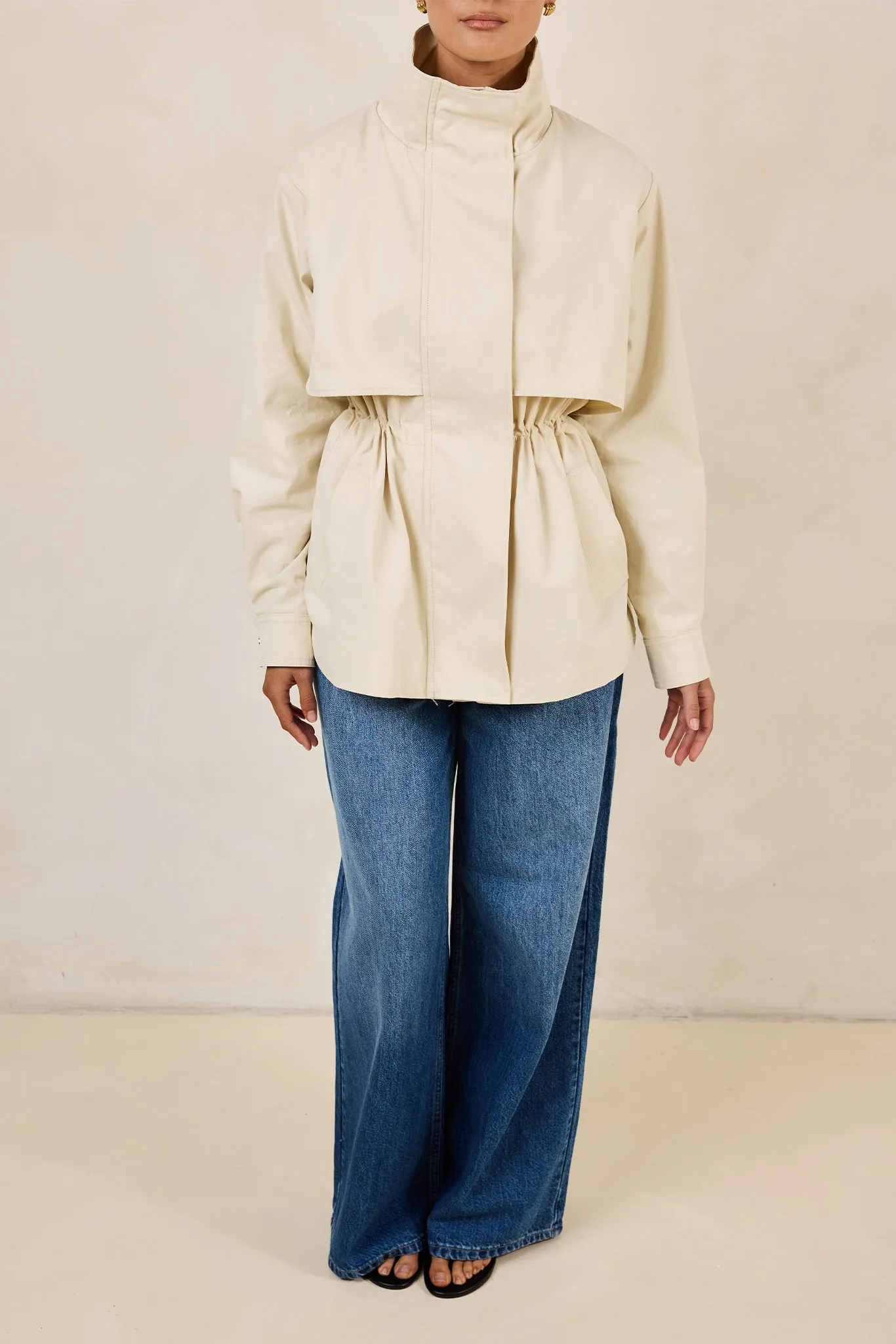 Monroe Funnel Neck Jacket (Ivory) sold by Runway Scout product image thumbnail 3