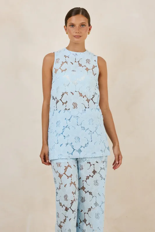 Jocelyn Lace Top (Light Blue) made by Runway Scout