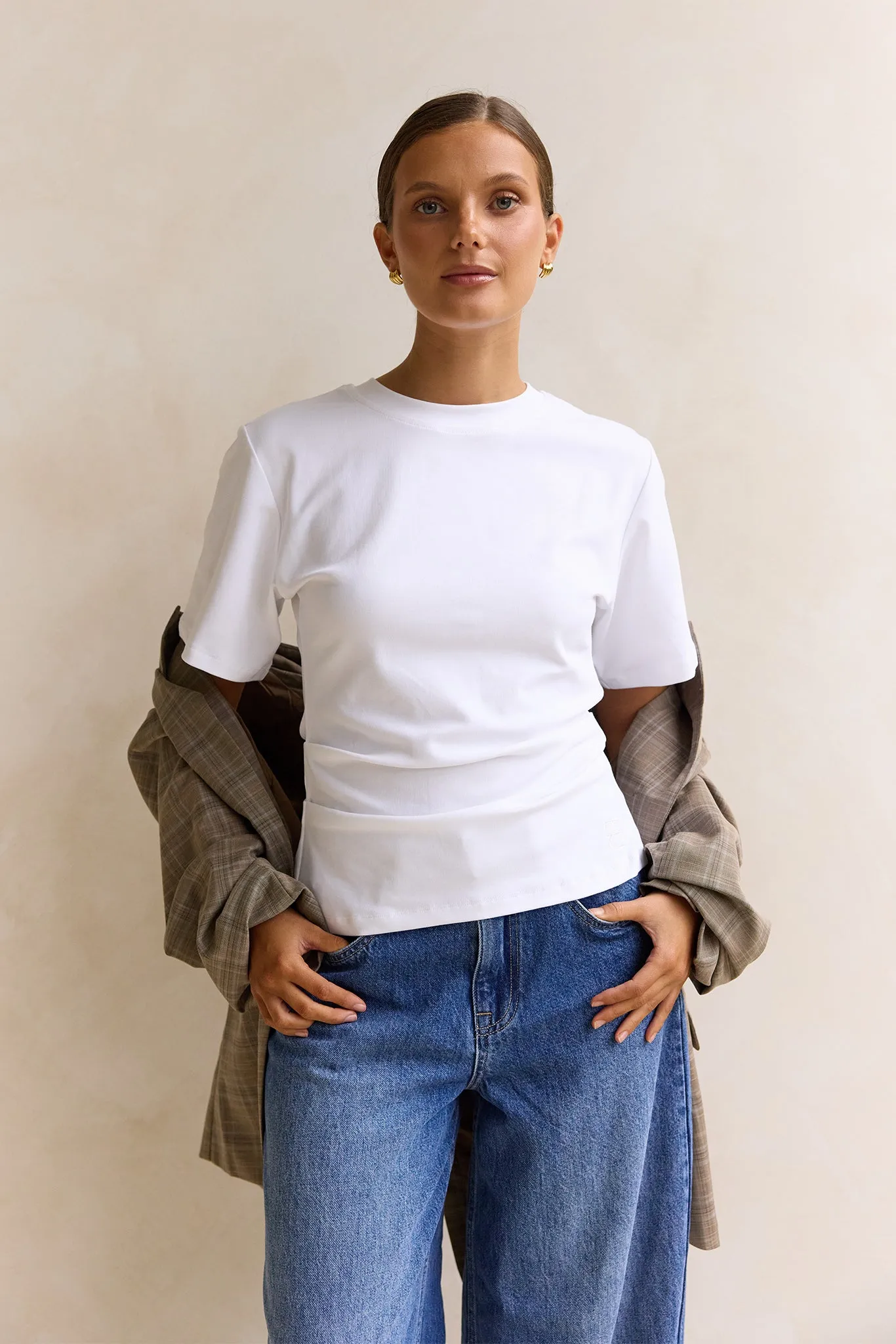 Rory Cinched Tee (White) sold by Runway Scout product image thumbnail 5