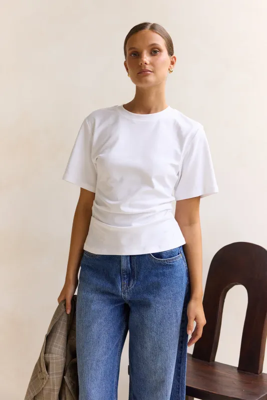 Rory Cinched Tee (White) made by Runway Scout