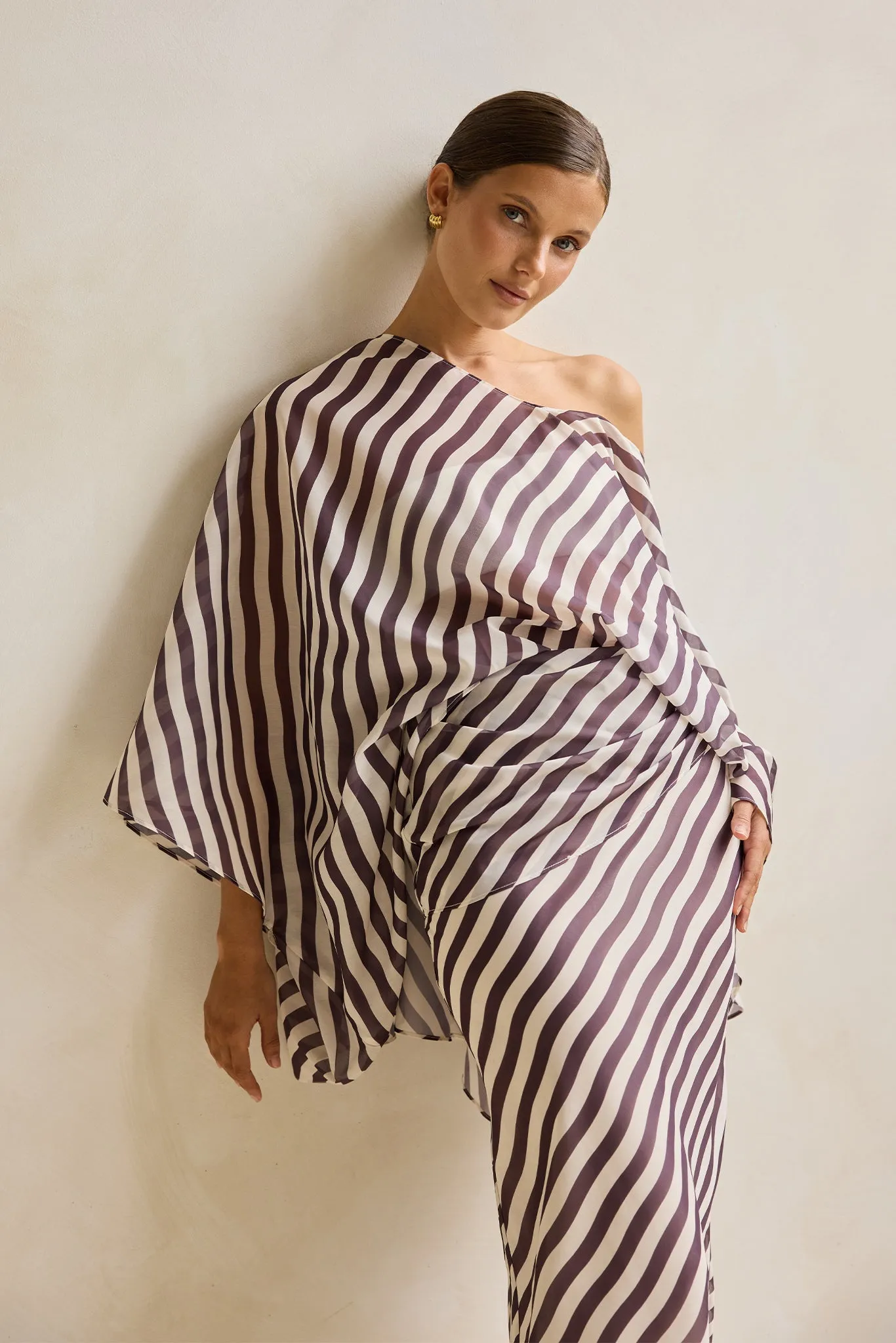 Paloma Batwing Top (Espresso/Beige Stripe) sold by Runway Scout product image thumbnail 4