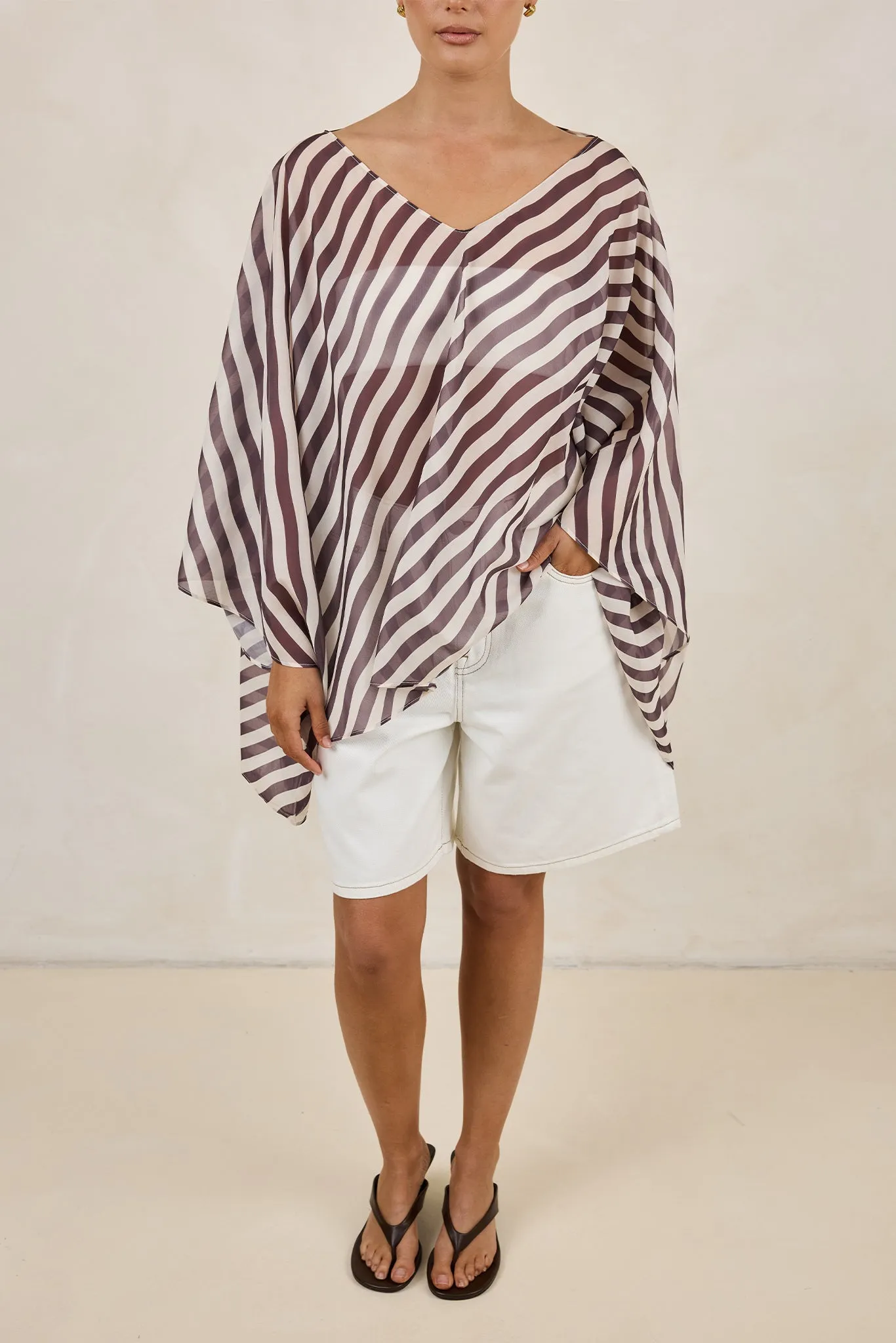 Paloma Batwing Top (Espresso/Beige Stripe) sold by Runway Scout product image thumbnail 2