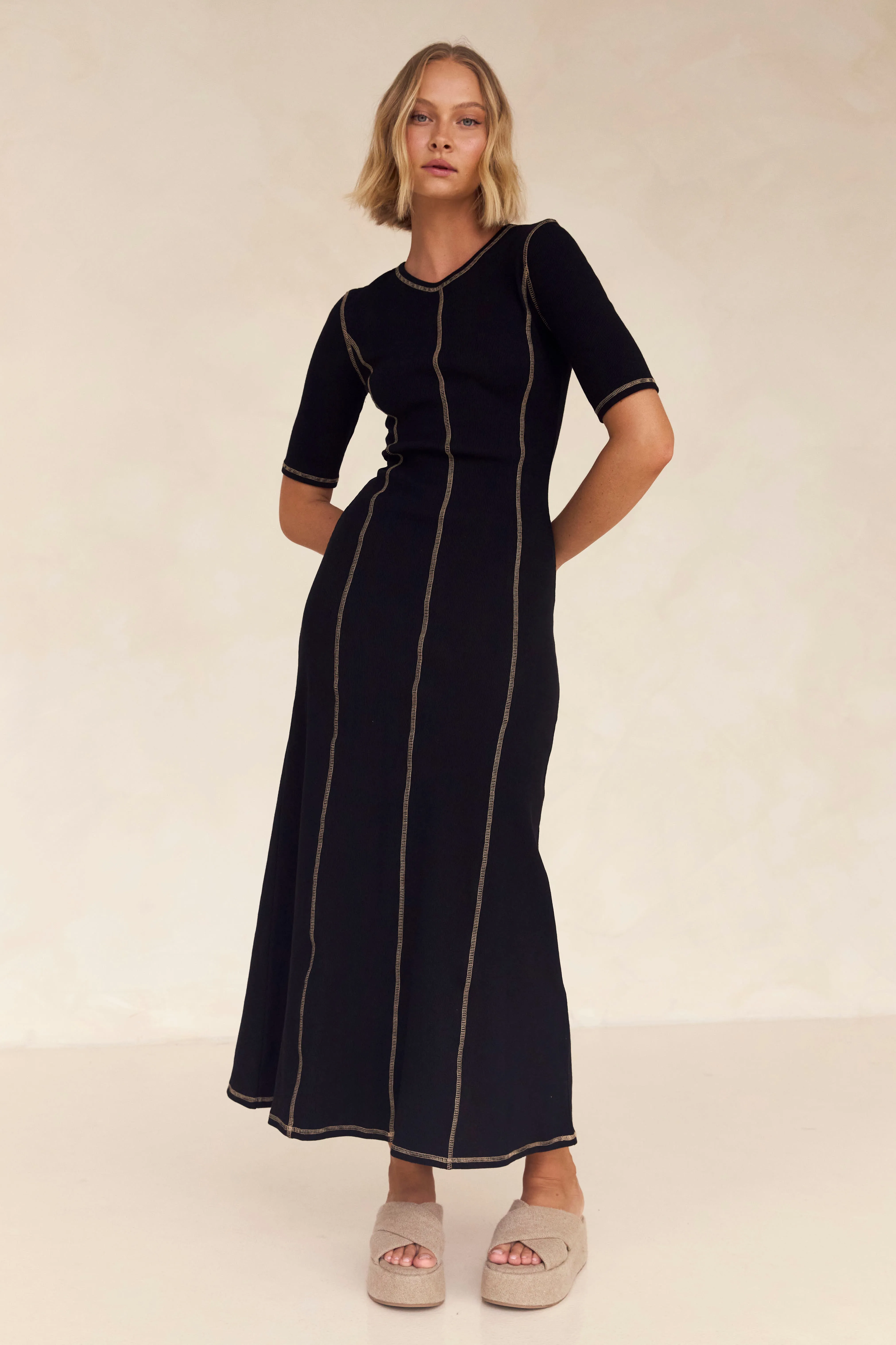Bates Ribbed Maxi Dress (Black) sold by Runway Scout product image thumbnail 4