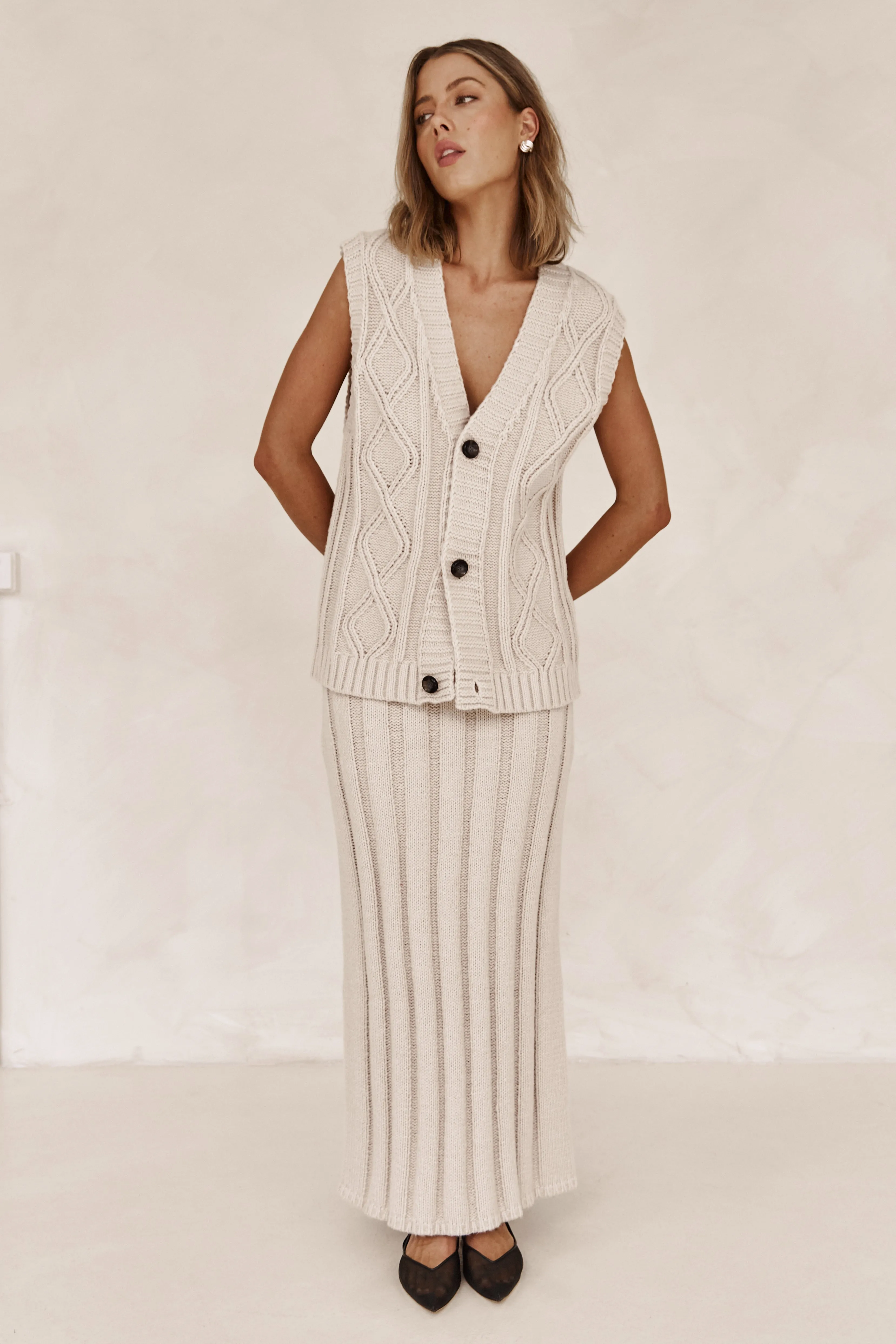 Caleigh Knit Vest (Beige) sold by Runway Scout product image thumbnail 2