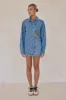 Courtney Denim Mini Skirt (Blue) sold by Runway Scout
