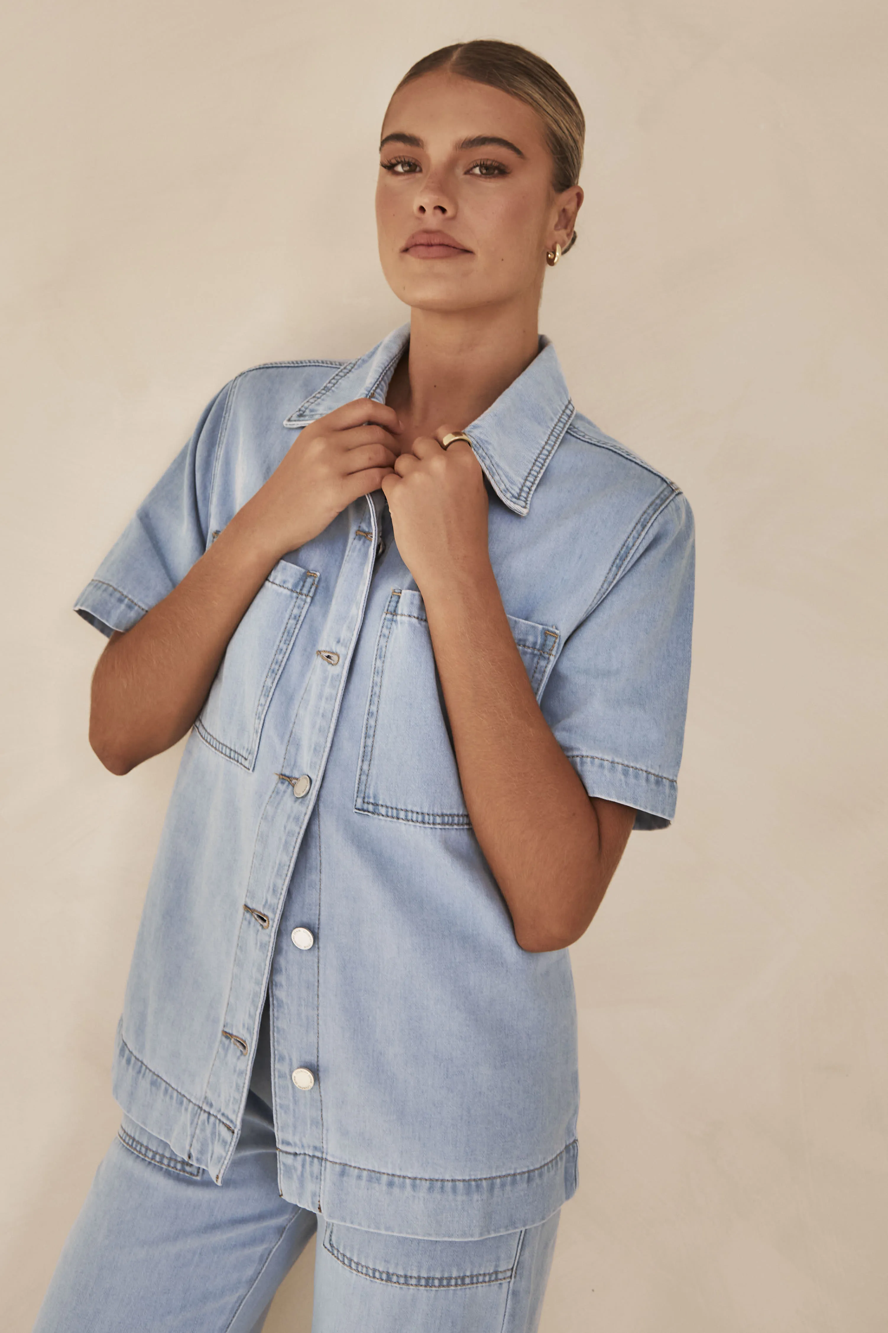 Riley Shirt (Blue) sold by Runway Scout