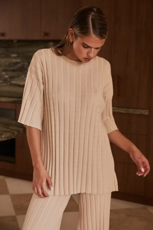 Camino Knit Top (Beige) sold by Runway Scout