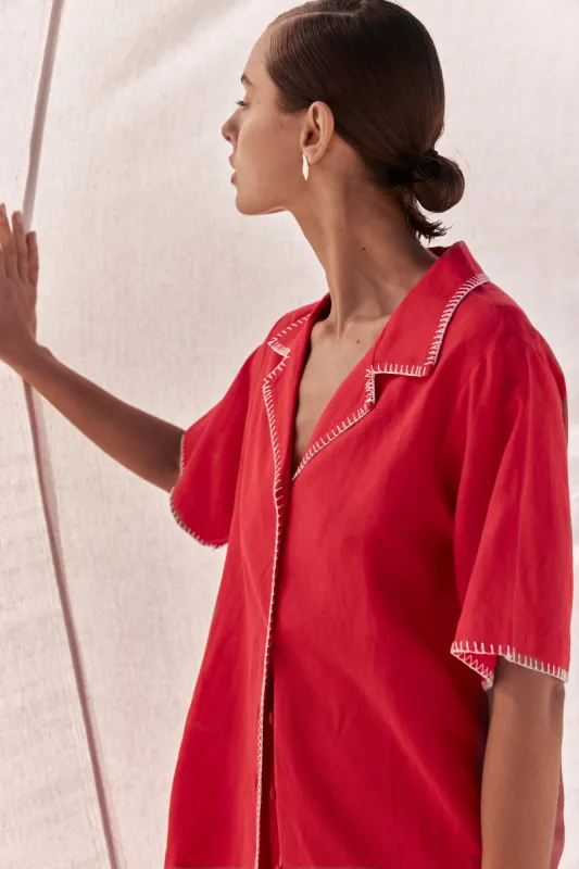 Ivie Shirt (Red) sold by Runway Scout