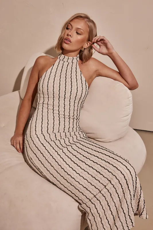 Ivetta Midi Dress (Beige) sold by Runway Scout