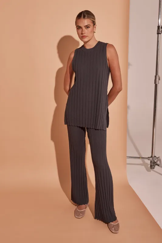 Karah Knit Pant (Grey) sold by Runway Scout