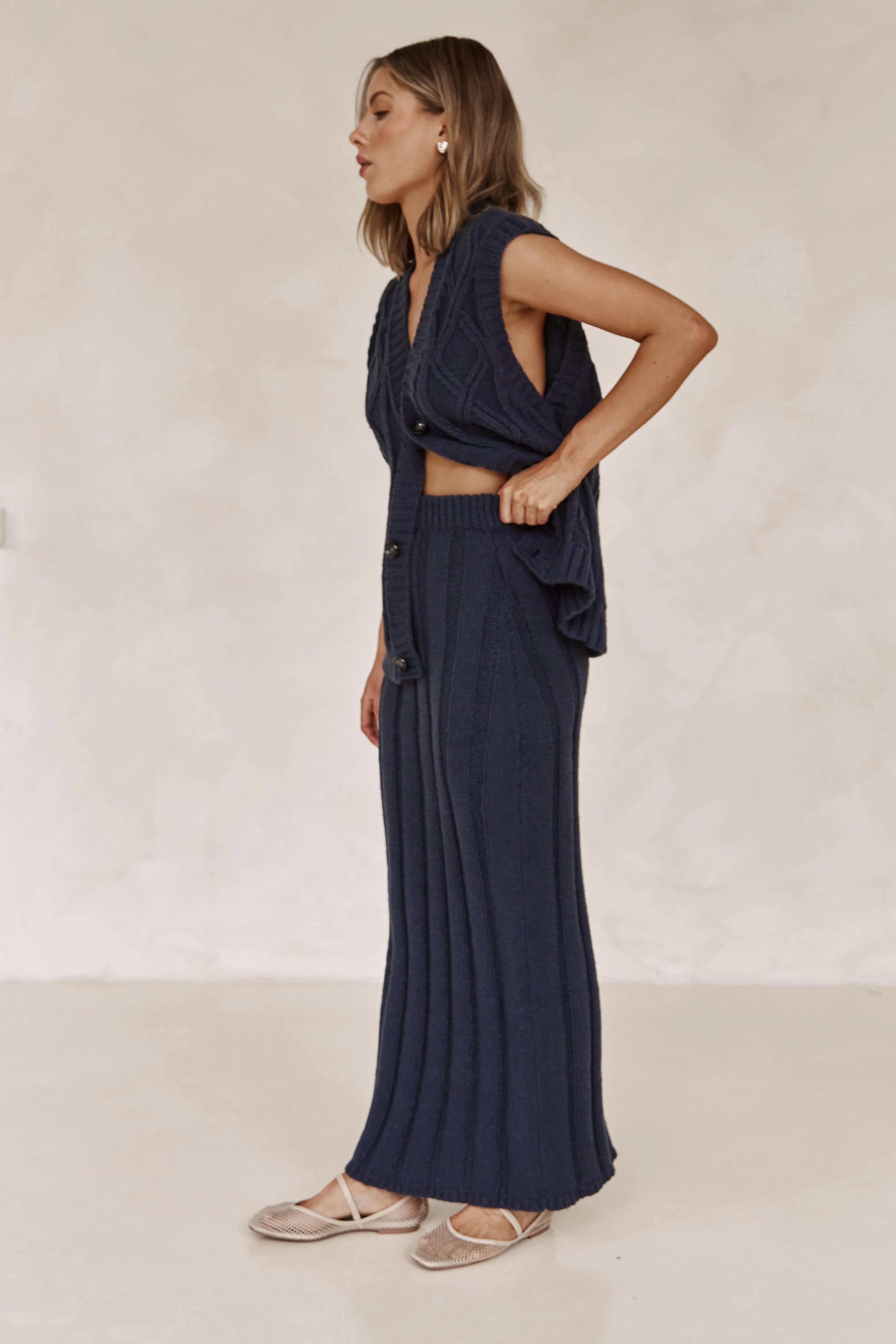 Caleigh Knit Maxi Skirt (Navy) sold by Runway Scout product image thumbnail 5