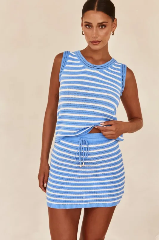 Flossie Mini Skirt (Blue) sold by Runway Scout