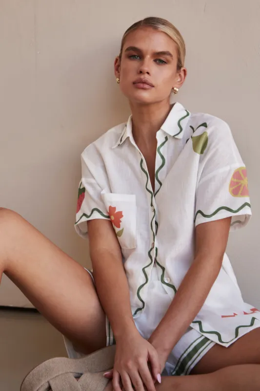 Pia Linen Shirt (Green) sold by Runway Scout