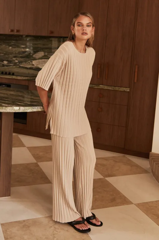 Camino Knit Pant (Beige) sold by Runway Scout