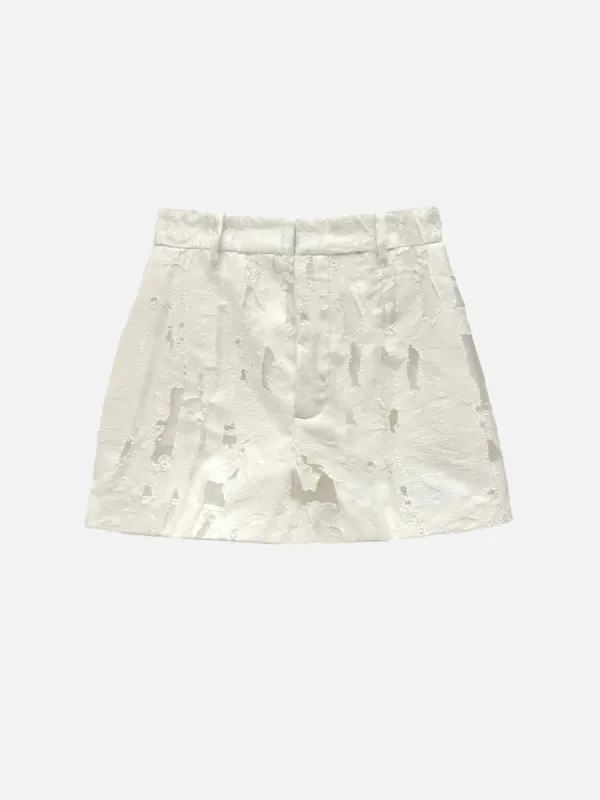 TORN MINI SKIRT - IVORY made by GRACE LING