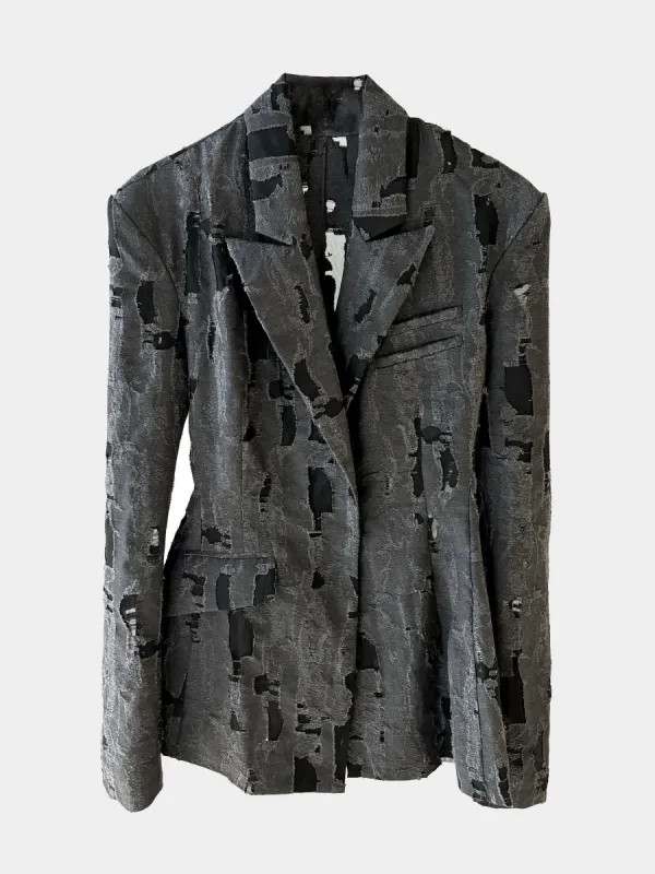 TORN BLAZER - GREY made by GRACE LING