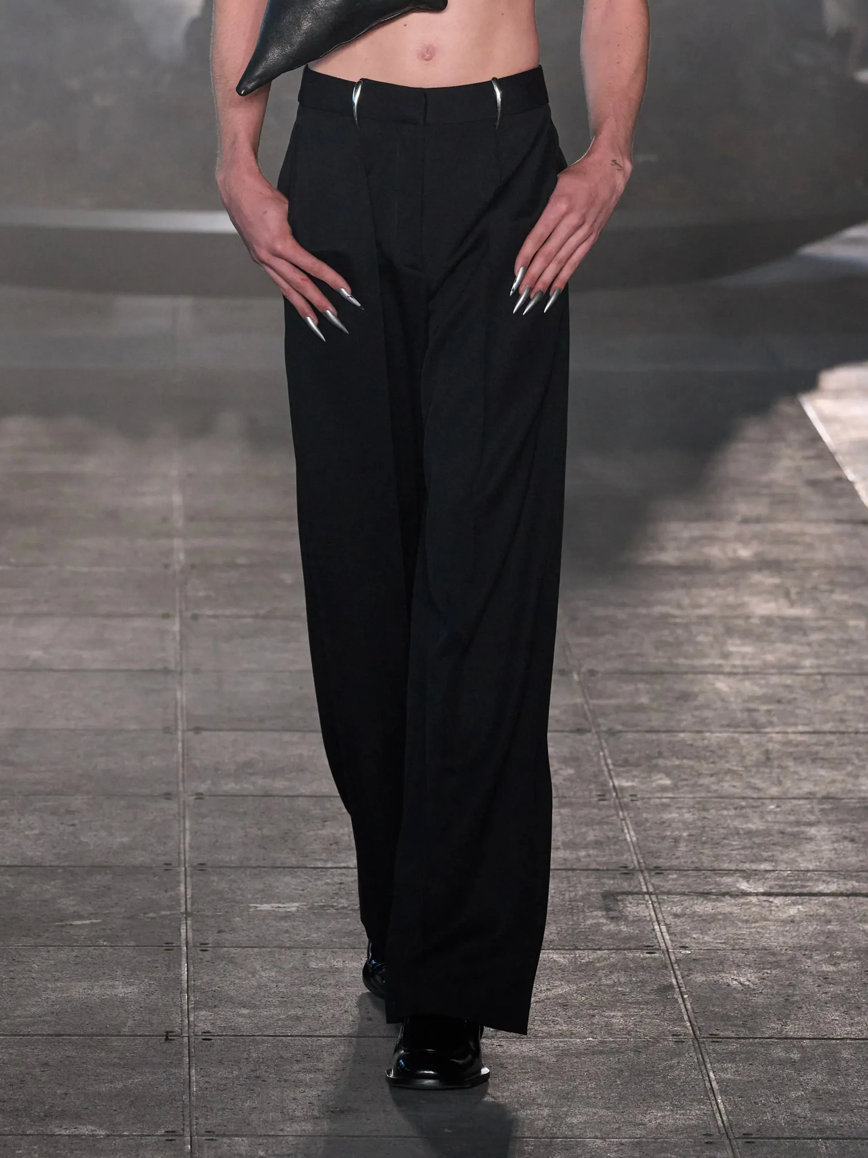 CLAW BELT LOOP TAILORED TROUSERS - BLACK sold by GRACE LING product image thumbnail 5